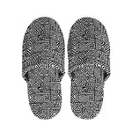 Black And White Geometric African Print Slippers