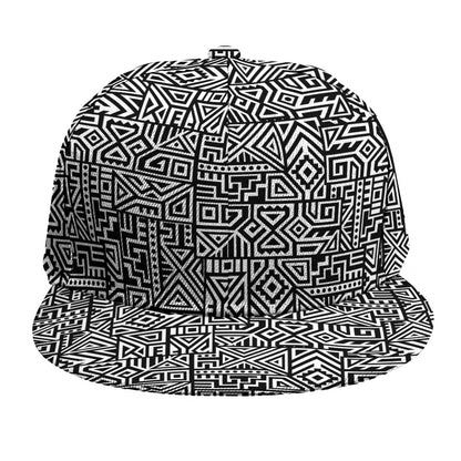Black And White Geometric African Print Snapback Cap