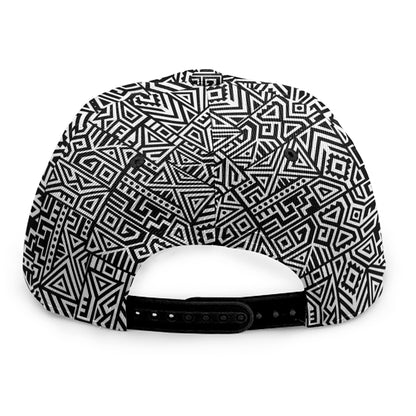 Black And White Geometric African Print Snapback Cap