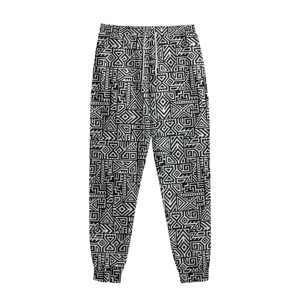 Black And White Geometric African Print Sweatpants