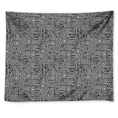 Black And White Geometric African Print Tapestry