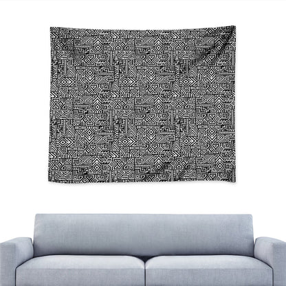 Black And White Geometric African Print Tapestry