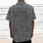 Black And White Geometric African Print Textured Short Sleeve Shirt