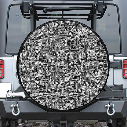 Black And White Geometric African Print Tire Cover