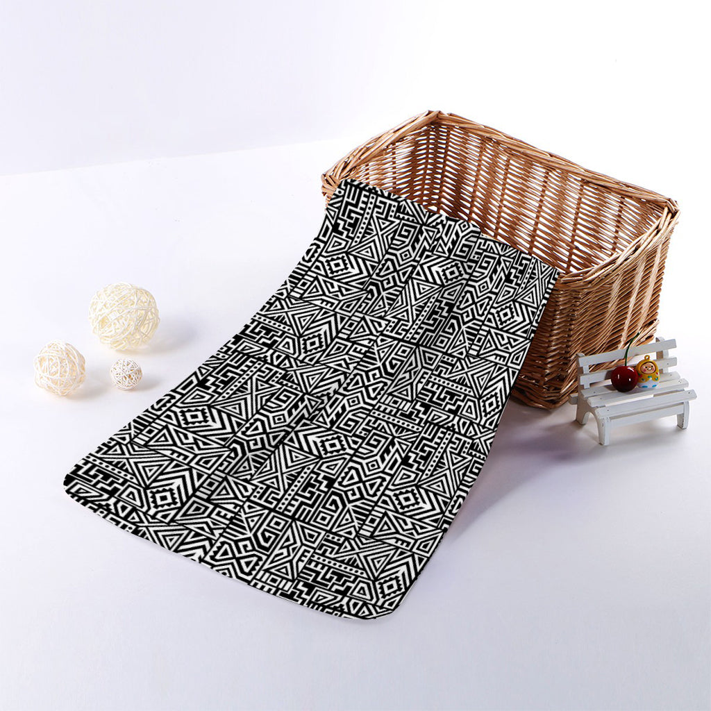Black And White Geometric African Print Towel