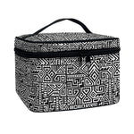 Black And White Geometric African Print Travel Makeup Bag