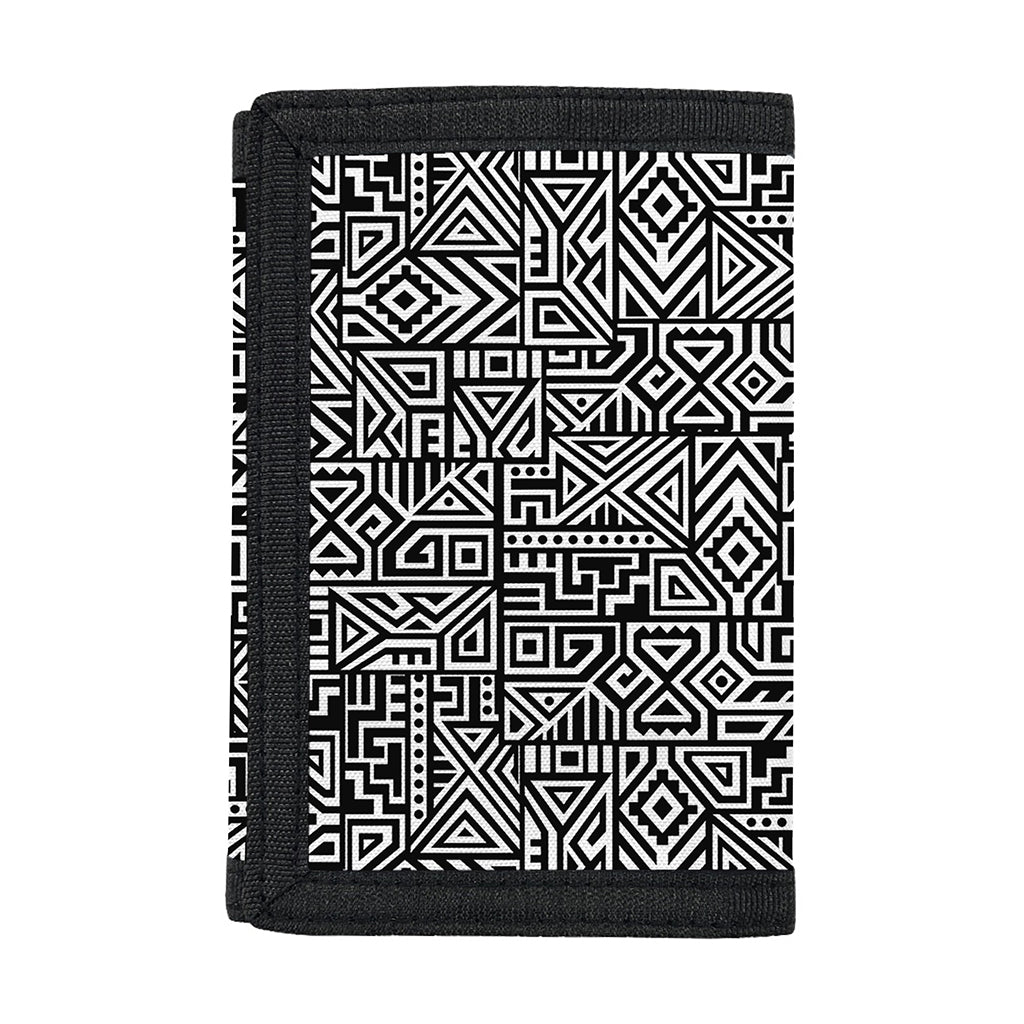 Black And White Geometric African Print Trifold Wallet