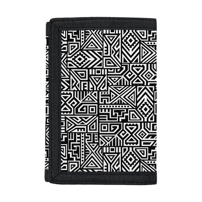 Black And White Geometric African Print Trifold Wallet