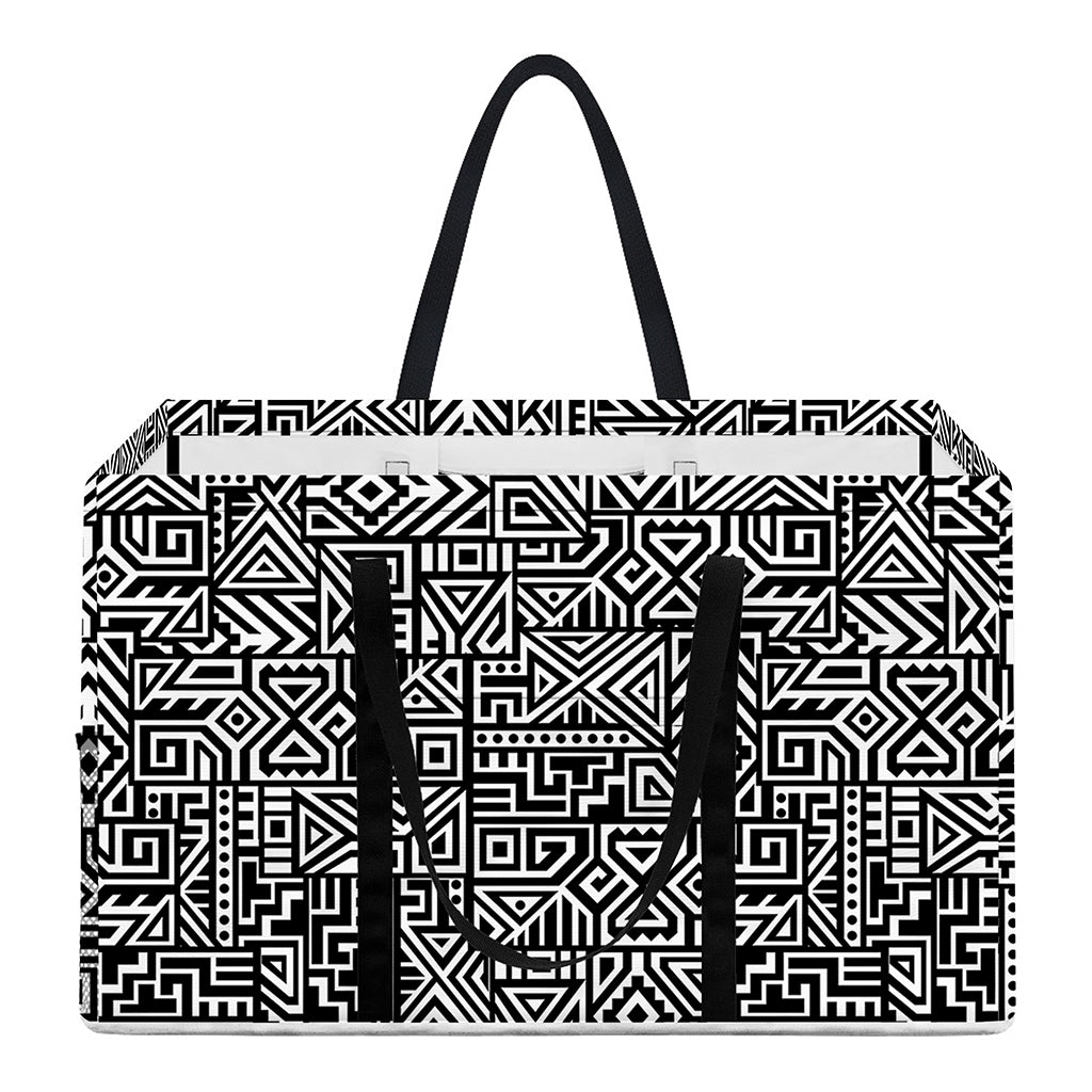 Black And White Geometric African Print Utility Tote Bag