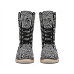 Black And White Geometric African Print Winter Boots