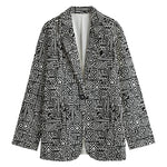 Black And White Geometric African Print Women's Blazer