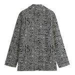 Black And White Geometric African Print Women's Blazer