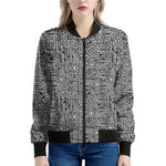 Black And White Geometric African Print Women's Bomber Jacket