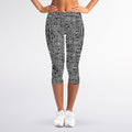 Black And White Geometric African Print Women's Capri Leggings