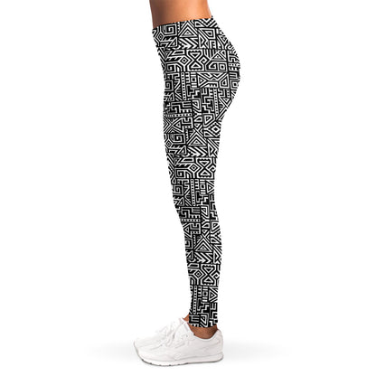 Black And White Geometric African Print Women's Leggings