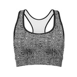 Black And White Geometric African Print Women's Sports Bra