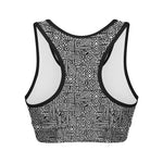 Black And White Geometric African Print Women's Sports Bra