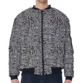 Black And White Geometric African Print Zip Sleeve Bomber Jacket