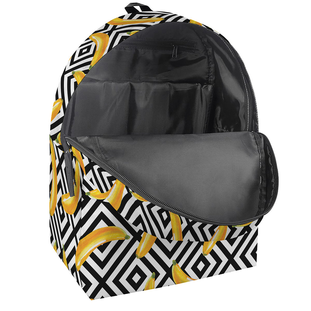 Black And White Geometric Banana Print Backpack