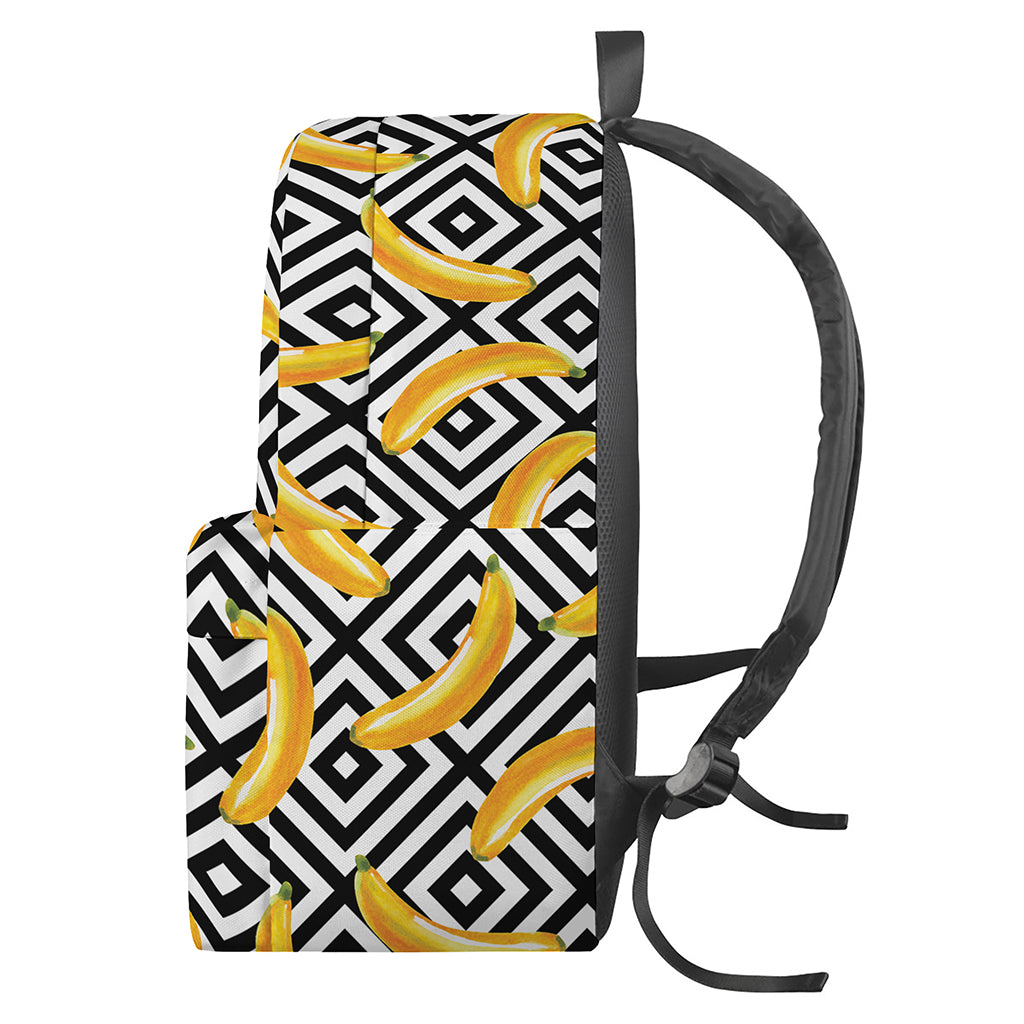 Black And White Geometric Banana Print Backpack
