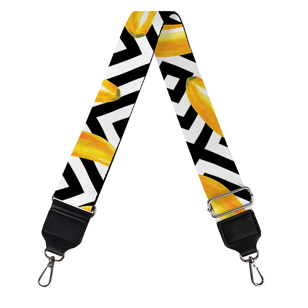 Black And White Geometric Banana Print Bag Strap
