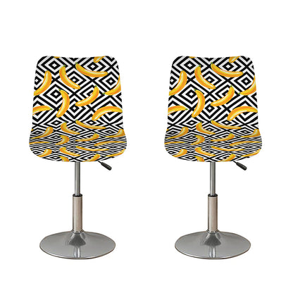 Black And White Geometric Banana Print Bar Stool Covers