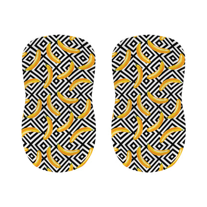 Black And White Geometric Banana Print Bar Stool Covers