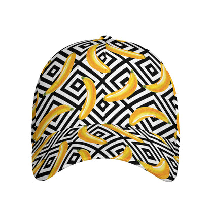 Black And White Geometric Banana Print Baseball Cap