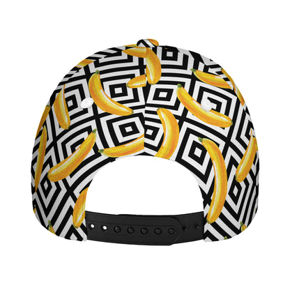 Black And White Geometric Banana Print Baseball Cap