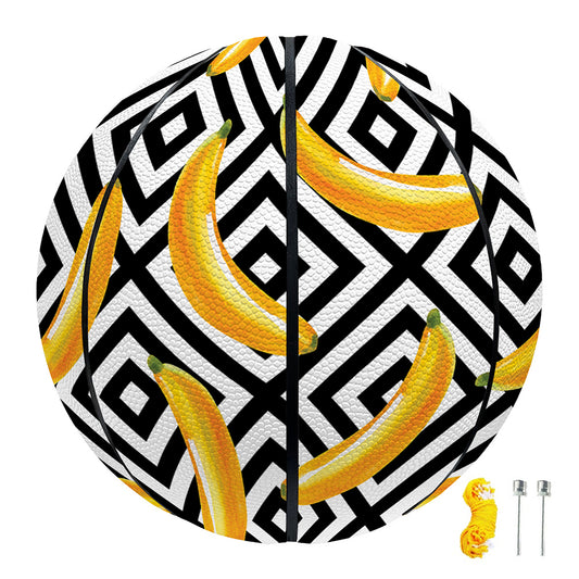 Black And White Geometric Banana Print Basketball