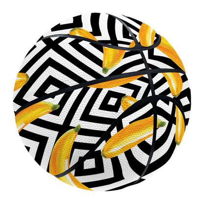 Black And White Geometric Banana Print Basketball