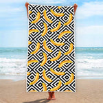 Black And White Geometric Banana Print Beach Towel