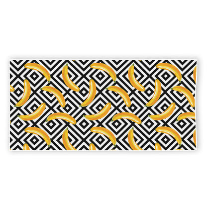 Black And White Geometric Banana Print Beach Towel