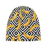 Black And White Geometric Banana Print Beanie