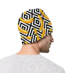 Black And White Geometric Banana Print Beanie