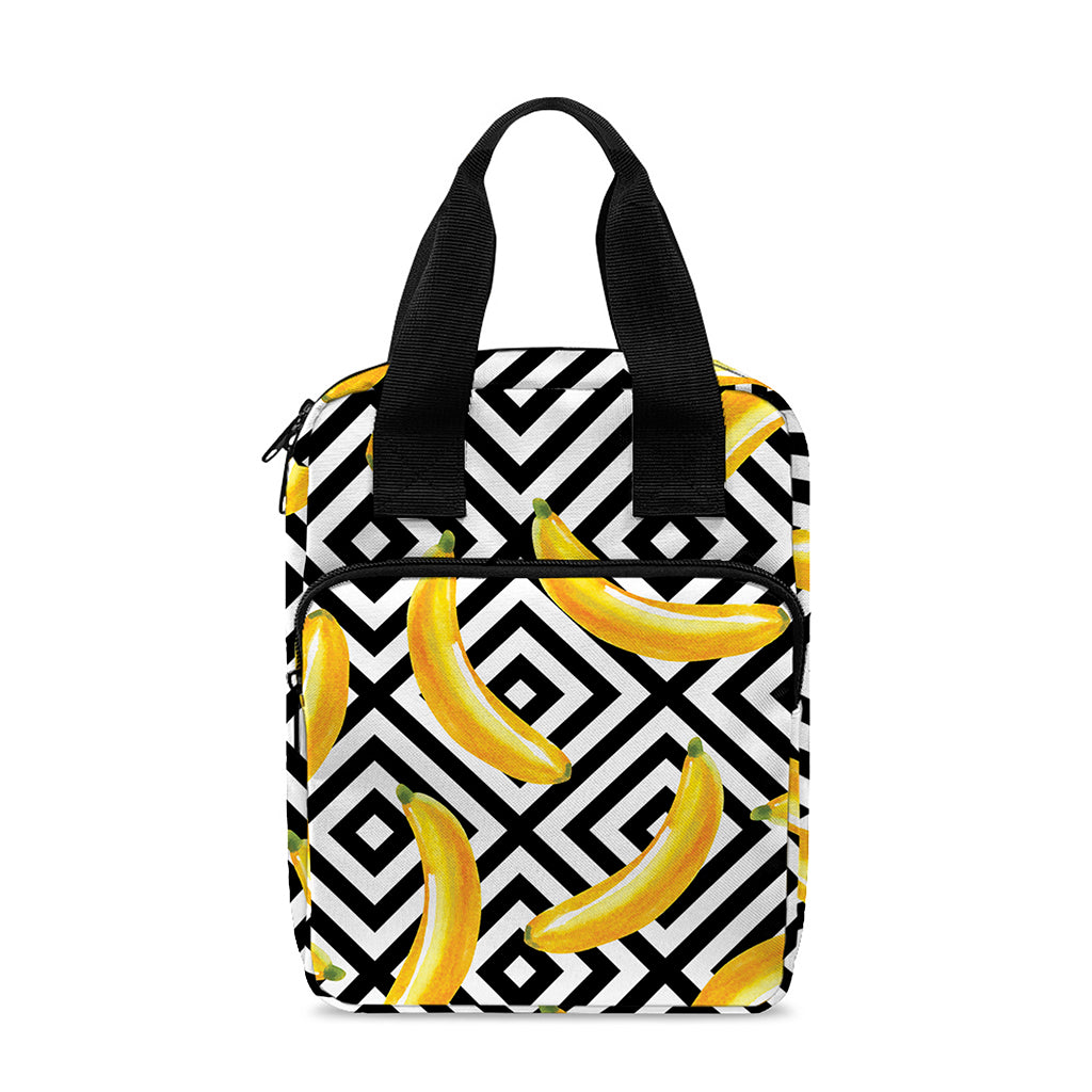 Black And White Geometric Banana Print Bible Tote Bag