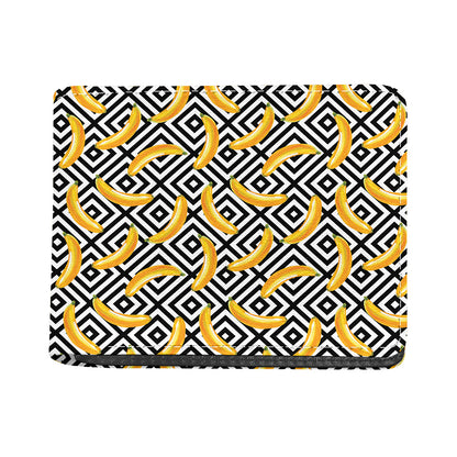 Black And White Geometric Banana Print Bifold Wallet