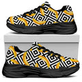 Black And White Geometric Banana Print Black Chunky Shoes