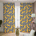 Black And White Geometric Banana Print Dimout Pencil Pleat Curtains