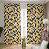 Black And White Geometric Banana Print Blackout Pencil Pleat Curtains