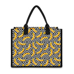 Black And White Geometric Banana Print Canvas Tote Bag