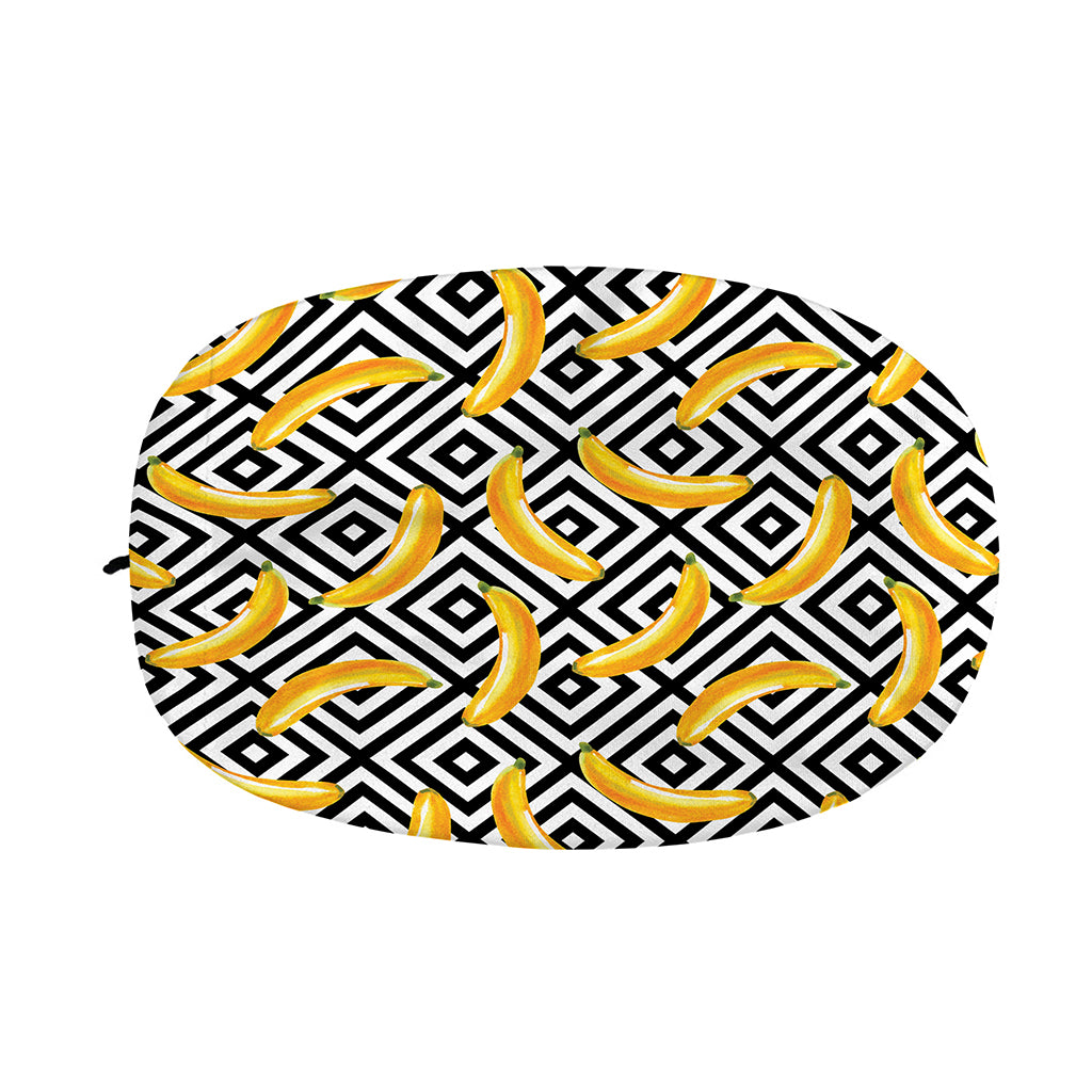 Black And White Geometric Banana Print Car Side Mirror Covers