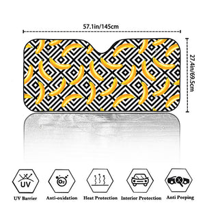 Black And White Geometric Banana Print Car Windshield Sun Shade