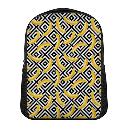Black And White Geometric Banana Print Casual Backpack