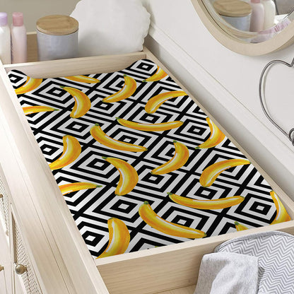 Black And White Geometric Banana Print Changing Pad Cover