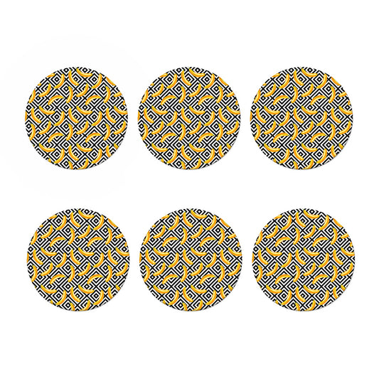 Black And White Geometric Banana Print Coaster Set