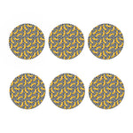 Black And White Geometric Banana Print Coaster Set