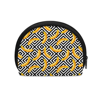 Black And White Geometric Banana Print Coin Purse