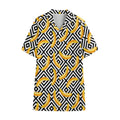 Black And White Geometric Banana Print Cotton Hawaiian Shirt