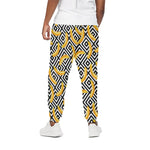 Black And White Geometric Banana Print Cotton Pants